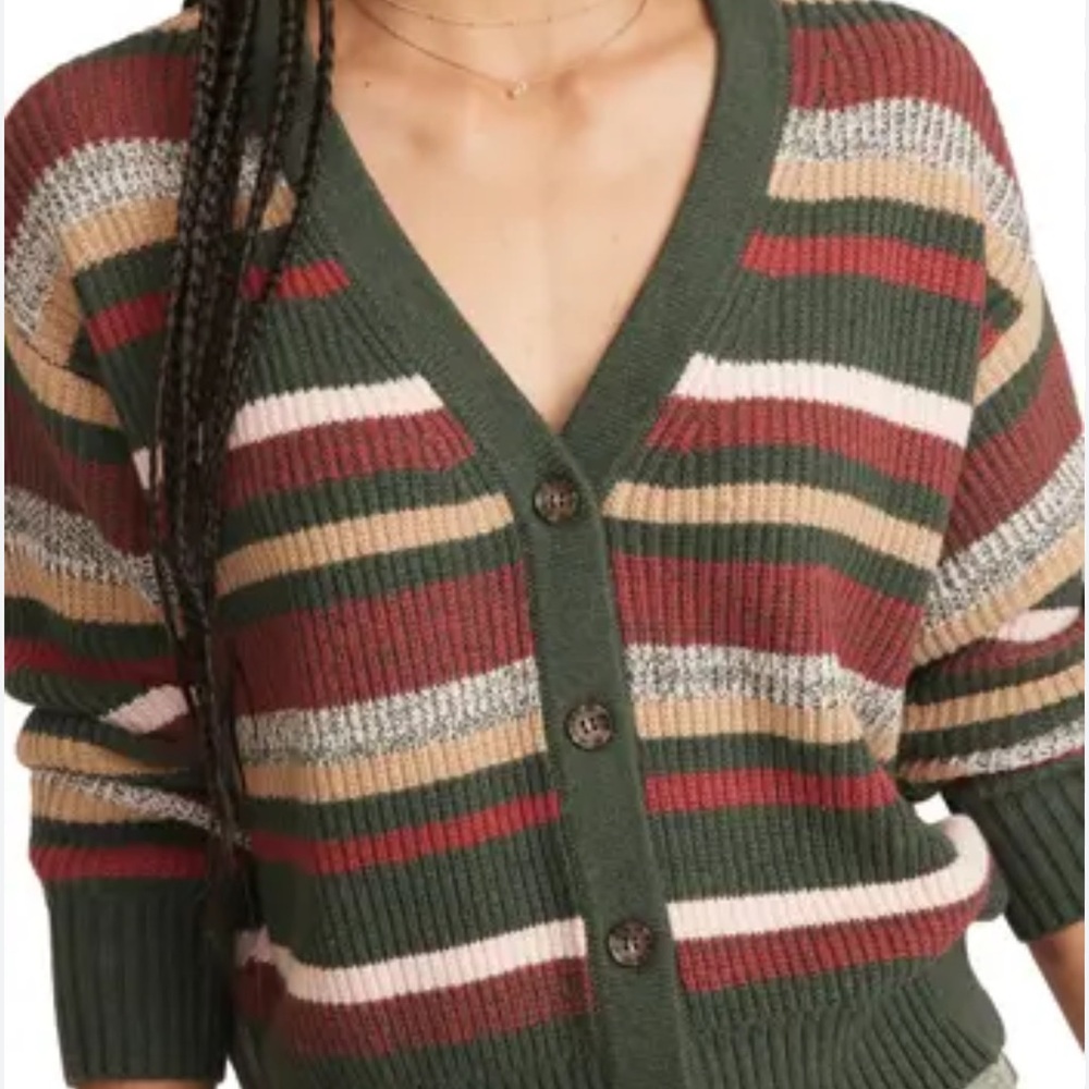 Marine Layer Robin Stripe Cropped Cardigan
